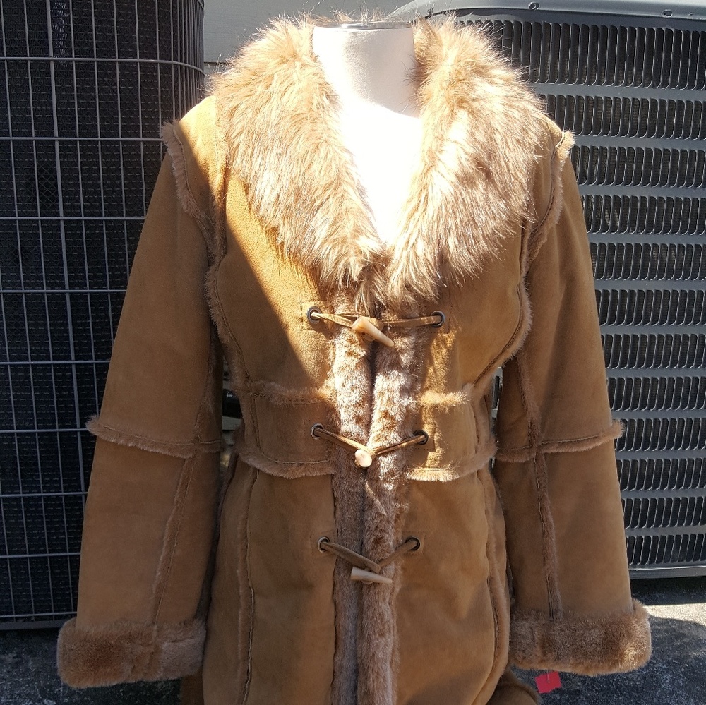 💥SALE Genuine Leather Fur Trim Coat